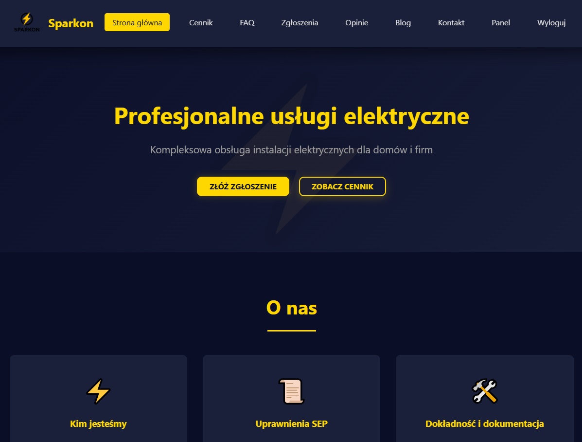 Website firmowy dla branży usługowej